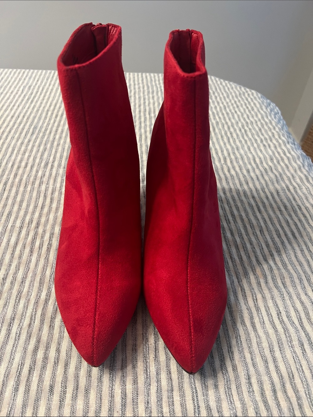Dream Pairs Red Pointed-Toe Sock Ankle Boots